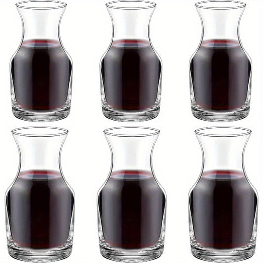 Single Serving Wine Carafe Glass Mini Decanter Individual Wine Decanter Small Carafe for Dinner Parties Tastings Bars Restaurants, 6.5 Oz, 7.7 Oz6 Pack