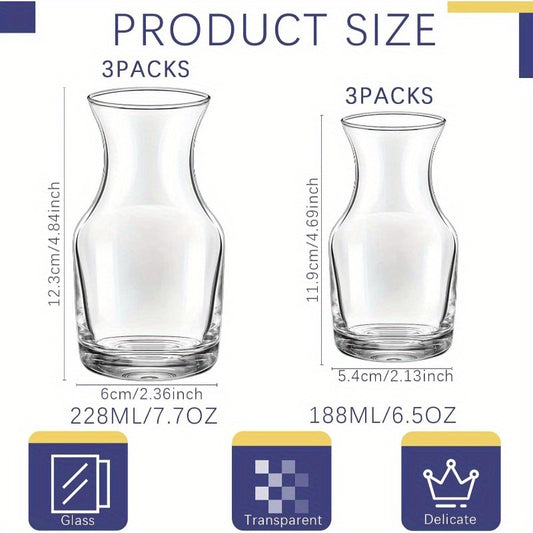Single Serving Wine Carafe Glass Mini Decanter Individual Wine Decanter Small Carafe for Dinner Parties Tastings Bars Restaurants, 6.5 Oz, 7.7 Oz6 Pack