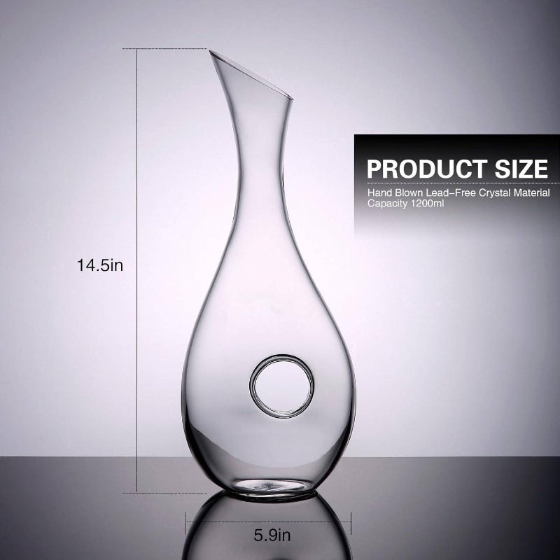 Wine Decanters, 1.2 Liters Crystal Glass Red Wine Decanter Set, Used as Aerator, Glass Carafe Acssories, Gifts