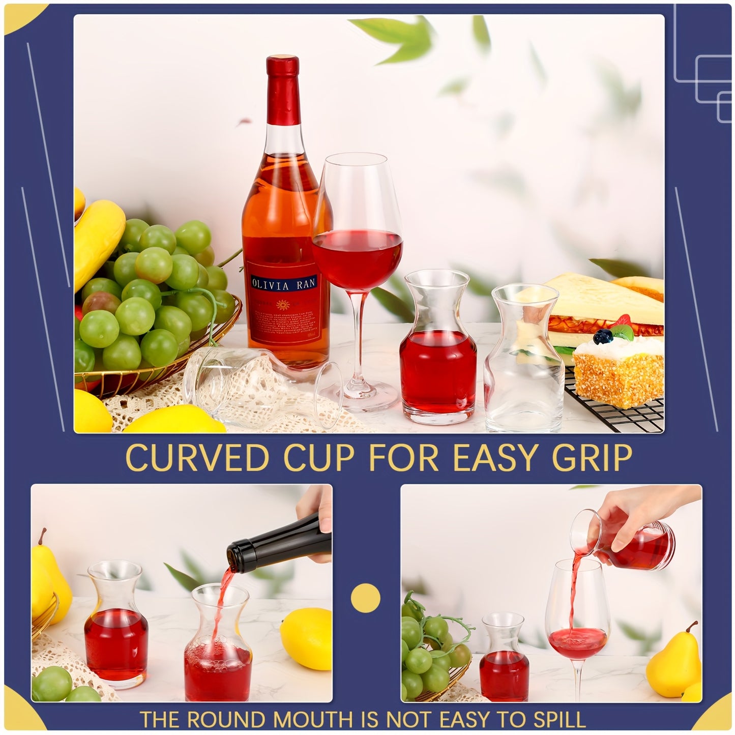 6 Pack Single Serving Wine Carafe Glass - 7.7oz Tapered Mini Decanter with Wide Bowl for Enhanced Aroma, Durable Glass for Dinner Parties, Wine Tastings, Bars & Restaurants, Restaurant Glassware, Elegant Drinkware, Transparent Drinkware