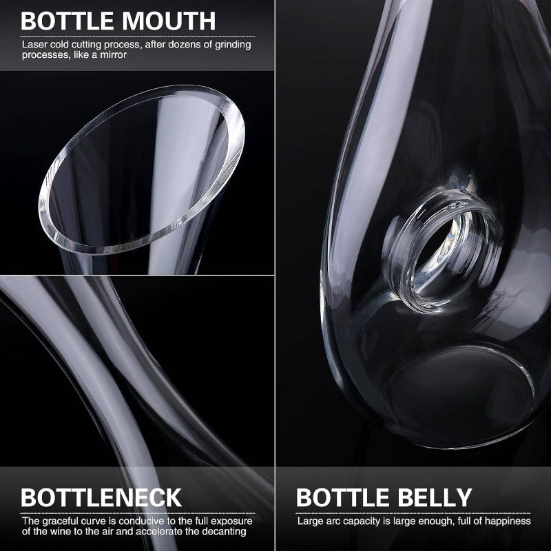 Wine Decanters, 1.2 Liters Crystal Glass Red Wine Decanter Set, Used as Aerator, Glass Carafe Acssories, Gifts