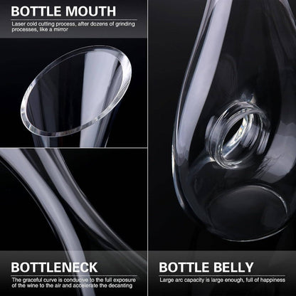 Wine Decanters, 1.2 Liters Crystal Glass Red Wine Decanter Set, Used as Aerator, Glass Carafe Acssories, Gifts