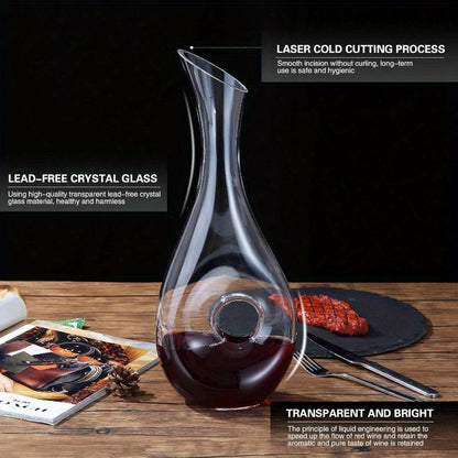 Wine Decanters, 1.2 Liters Crystal Glass Red Wine Decanter Set, Used as Aerator, Glass Carafe Acssories, Gifts