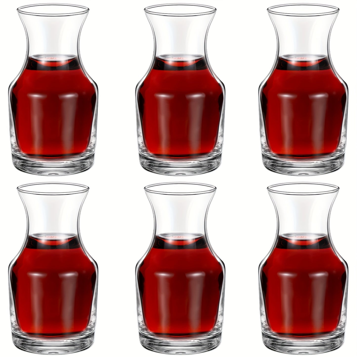 6 Pack Single Serving Wine Carafe Glass - 7.7oz Tapered Mini Decanter with Wide Bowl for Enhanced Aroma, Durable Glass for Dinner Parties, Wine Tastings, Bars & Restaurants, Restaurant Glassware, Elegant Drinkware, Transparent Drinkware