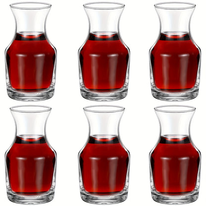 6 Pack Single Serving Wine Carafe Glass - 7.7oz Tapered Mini Decanter with Wide Bowl for Enhanced Aroma, Durable Glass for Dinner Parties, Wine Tastings, Bars & Restaurants, Restaurant Glassware, Elegant Drinkware, Transparent Drinkware