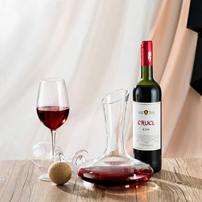 YouYah 100 Crystal Wine Decanter Set with Stand Stopper Brush and Beads Red Wine Carafe Handblown Gift and Accory