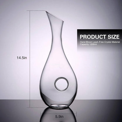 Wine Decanters, 1.2 Liters Crystal Glass Red Wine Decanter Set, Used as Aerator, Glass Carafe Acssories, Gifts